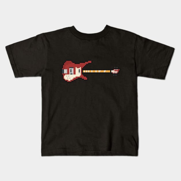 Pixel Red Waters 4001 Bass Guiar Kids T-Shirt by gkillerb